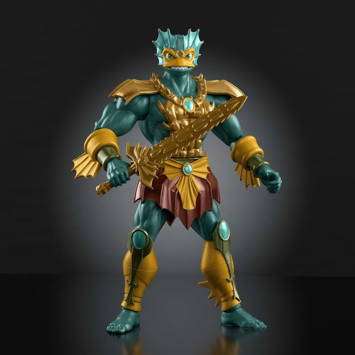 MATTEL Mer-Man - Figurine articulée 14cm - Collection Origins Master of the Universe - +16 points d'articulation, trident et épée inclus