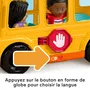 Fisher-Price Little People - Bus Scolaire Musical VTC HYT03 - Véhicule à Pousser Trilingue avec Sons, Lumières et 2 Figurines