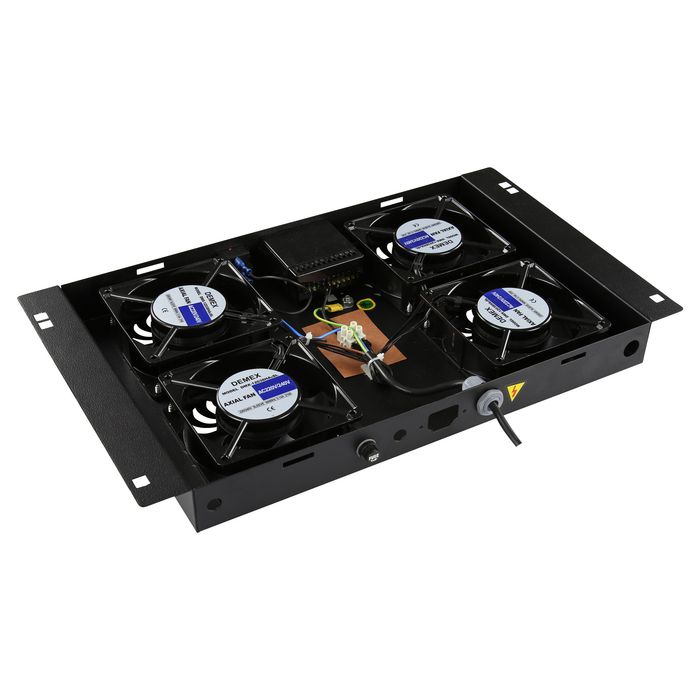 Lanview Logon RAF210BL - Module de ventilateur de toit avec 4 ventilateurs contrôlés par thermostat numérique noir