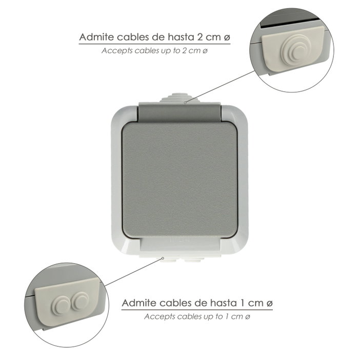 WOLFPACK LINEA PROFESIONAL Base Schuko avec couvercle gris