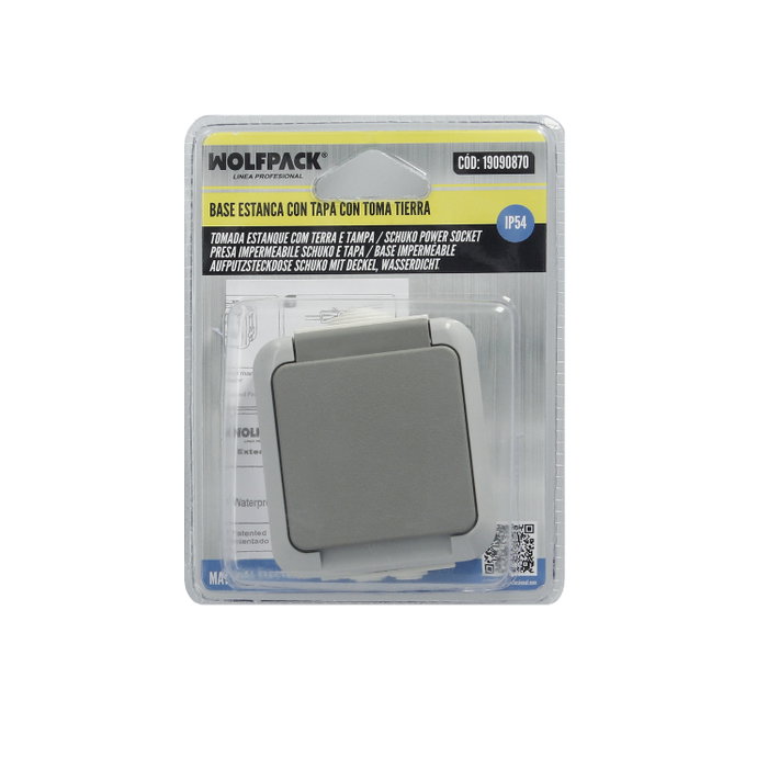 WOLFPACK LINEA PROFESIONAL Base Schuko avec couvercle gris