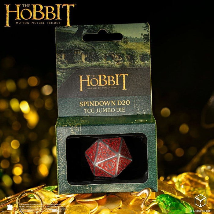 Q Workshop Le Hobbit Spindown jumbo dé Lunaris TCG D20 Gris scintillant