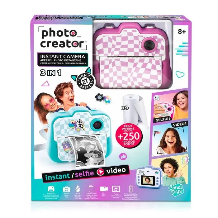 Canal Toys Creator Appareil Photo Instantané Imprimant CLK 055 - Rose avec Feutres et Stickers pour Personnalisation - Imprime plus de 250 Photos, 4 Couleurs à Collectionner