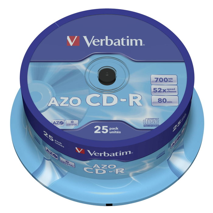 Verbatim AZO Crystal CD-R 700Mo 52x, Lot de 25 pièces