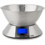 ADE Balance de cuisine digitale Hanna, 5 kg / 2.25 L, bol inclus, fonction tare, dimensions 23 x 16.5 cm, acier inoxydable, piles AAA incluses