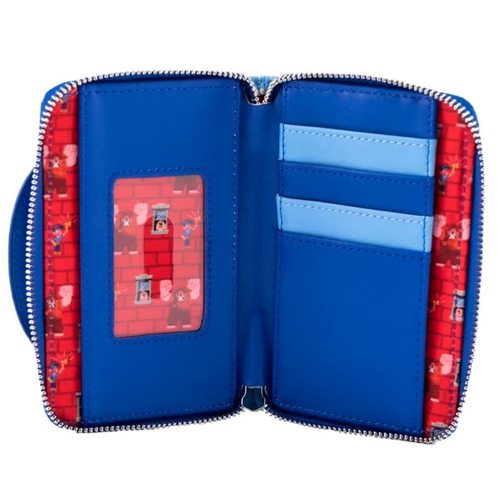 Loungefly Portefeuille Disney Wreck-It Ralph Fix-It Felix, Cuir Vegan, Fermeture Éclair, 4 Fentes Cartes
