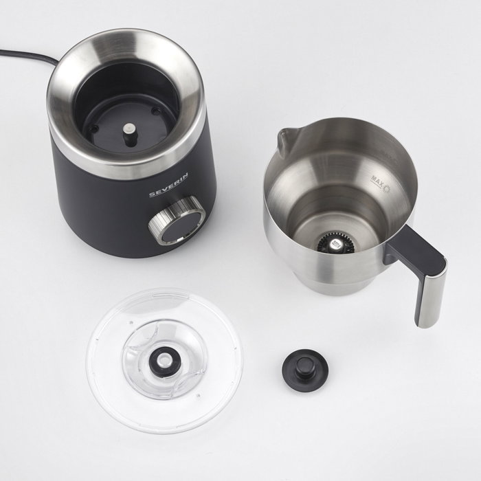 Severin Mousseur à lait à induction SM 3587 en acier inoxydable noir et argent Severin Mousseur à lait à induction SM 3587 en acier inoxydable noir et argent