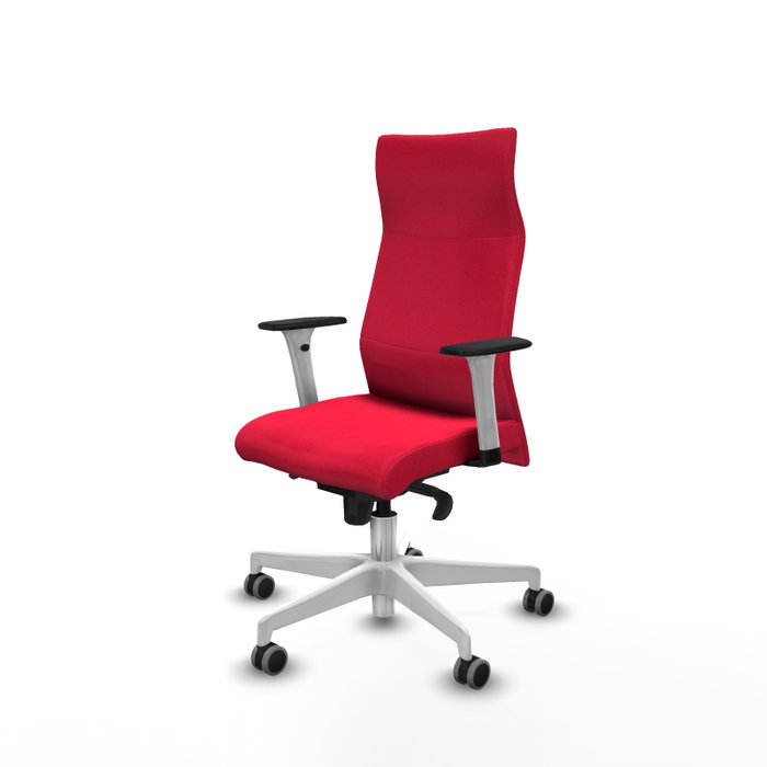 Piqueras Y Crespo Fauteuil de direction Albacete, Tissu Rouge, Base Blanche