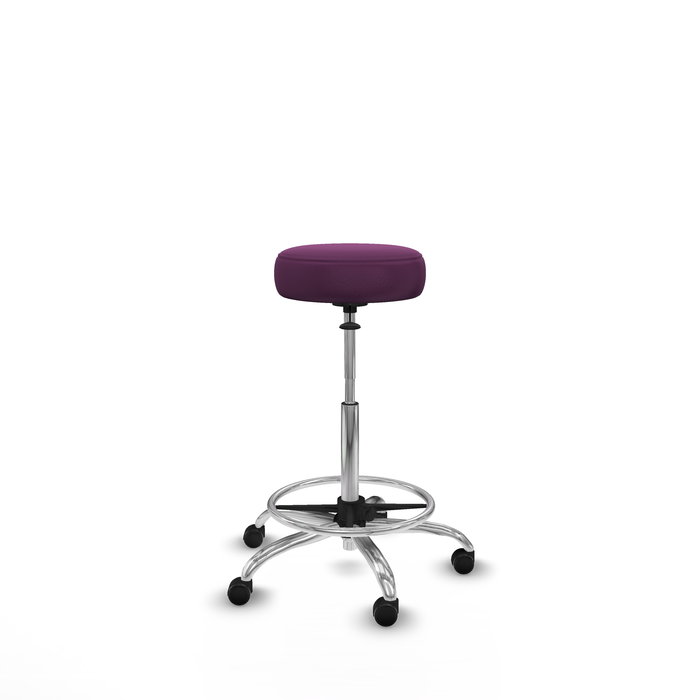 Tabouret Tolosa Pivotant Cuir écologique Non applicable Maille Pourpre Structure chromée Sans accoudoirs Sans appui-tête Roulettes pour moquette