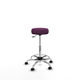 PIQUERAS Y CRESPO Tabouret Tolosa Pivotant Maille Pourpre Structure Chromée Roulettes Moquette