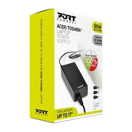 Port Designs Adaptateur Secteur 65W 100-240V Câble CC 1.8m - Pour Ordinateurs Portables Acer Toshiba jusqu'à 17" - Europe