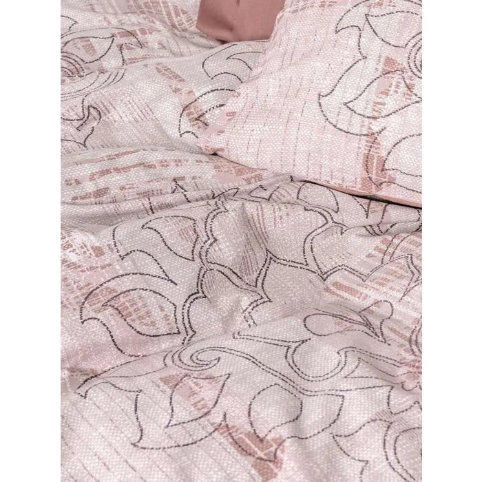 Parure de lit 100% coton renforcé Rose poudré - 240 x 220 cm + 2 taies 60 x 60 cm