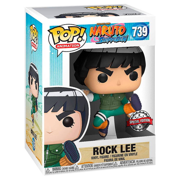 FUNKO POP Figurine Naruto Rock Lee Exclusive en Vinyle 9cm avec Boîte Cadeau Fenêtrée