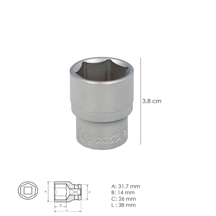 WOLFPACK LINEA PROFESIONAL Clé à douille hexagonale 1/2'' 23 mm WOLFPACK LINEA PROFESIONAL Clé à douille hexagonale 1/2'' 23 mm