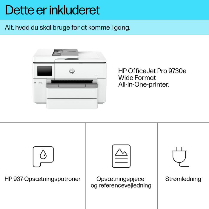 HP Imprimante tout-en-un couleur OfficeJet Pro 9730e - Impression, numérisation, copie jusqu'au format A3 - Sans fil, écran tactile, recto verso automatique