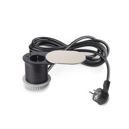 Emuca Multiconnecteur Vertikal Flat 60, 1 prise Schuko, 1 USB Type A, 1 USB Type C, Acier inoxydable