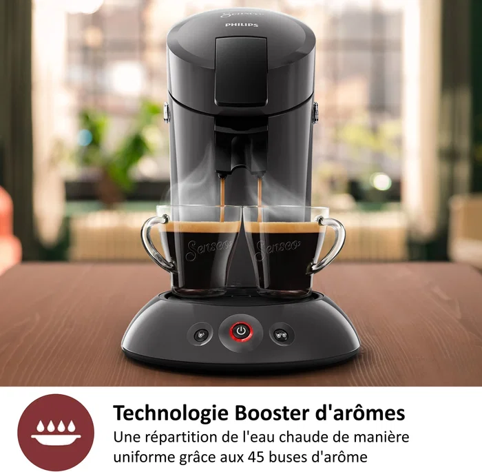 Philips Senseo CSA210/61 Machine à café à dosettes Original Plus Noir intense avec technologie Booster d'arômes et Crema plus, prépare 2 tasses Philips Senseo CSA210/61 Machine à café à dosettes Original Plus Noir intense avec technologie Booster d'arômes et Crema plus, prépare 2 tasses