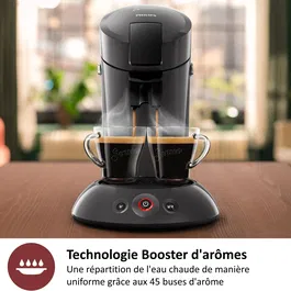 Philips Senseo CSA210/61 Machine à café à dosettes Original Plus Noir intense avec technologie Booster d'arômes et Crema plus, prépare 2 tasses