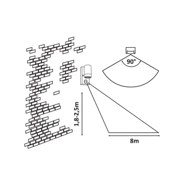 RABALUX Medina Applique Extérieure avec Capteur IP44 1xGU10 Noir MAT RAB-8834