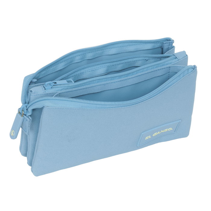Trousse Fourre-Tout Triple El Ganso Cerulean Bleu 22 x 12 x 3 cm