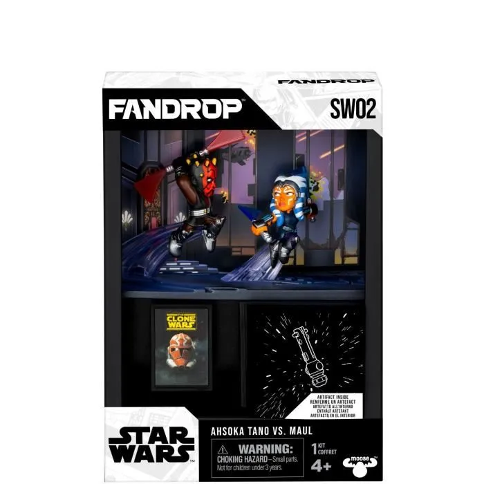 Fandrop Figurine STAR WARS Darth Maul vs Ahsoka - Vitrine de collection 18 cm avec scène culte et mini affiche