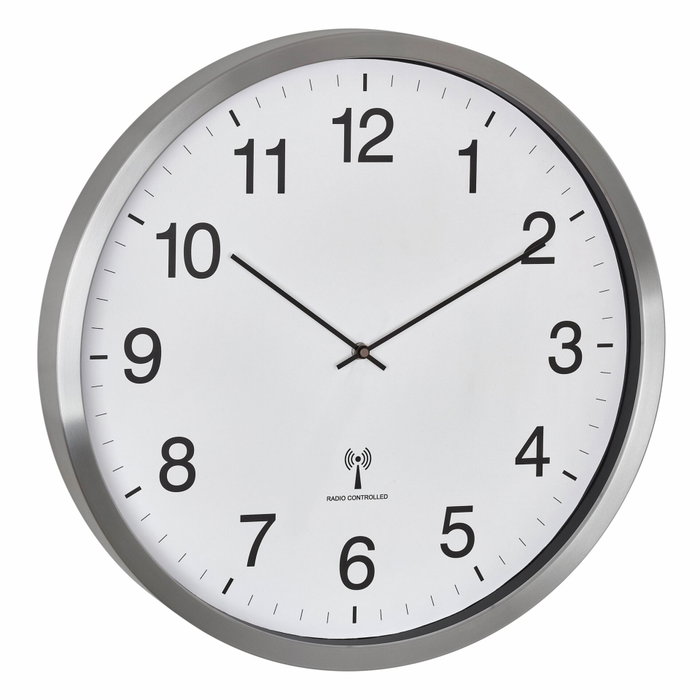 TFA Horloge murale radio-commandée XXL avec cadre en aluminium brossé TFA Horloge murale radio-commandée XXL avec cadre en aluminium brossé