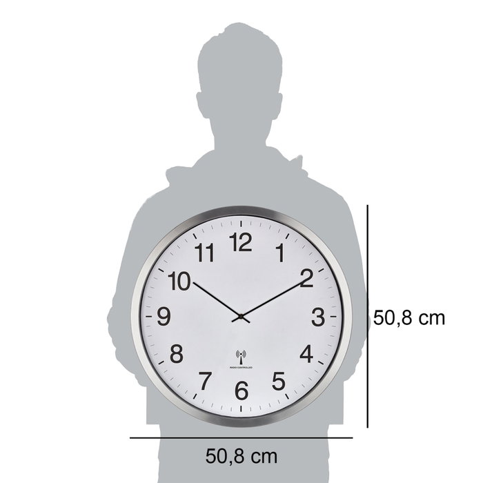TFA Horloge murale radio-commandée XXL avec cadre en aluminium brossé TFA Horloge murale radio-commandée XXL avec cadre en aluminium brossé