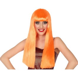 Atosa Perruque Longue Orange avec Frange