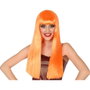 Perruque longue et lisse orange avec frange