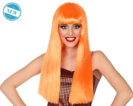 Atosa Perruque Longue Orange avec Frange