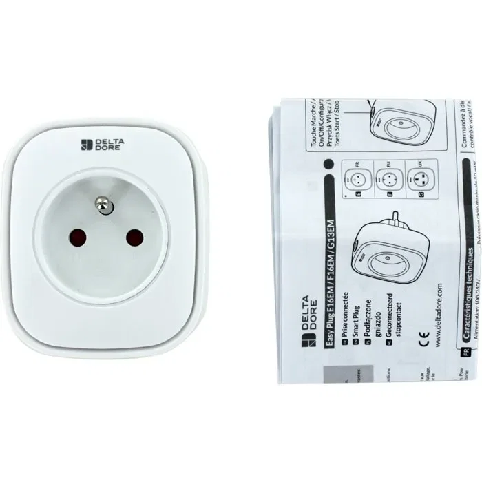 Delta Dore Prise Connectée Easy Plug E16EM 16A Blanc avec Mesure Consommation et Répéteur Zigbee