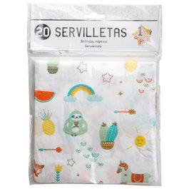 Party Time Lot de 20 serviettes en papier 20x20 cm motifs assortis