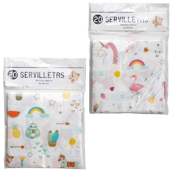 Party Time Lot de 20 serviettes en papier 20x20 cm motifs assortis Party Time Lot de 20 serviettes en papier 20x20 cm motifs assortis