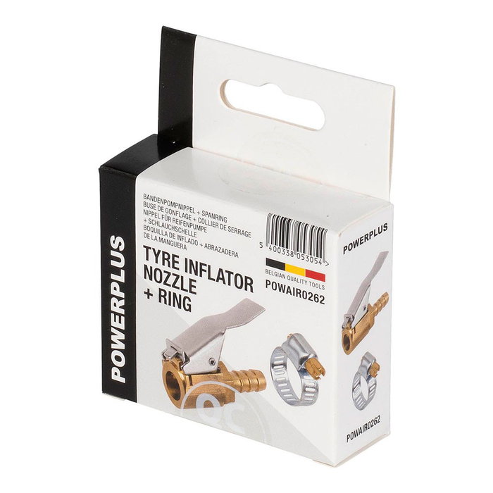 Powerplus Buse de gonflage pour pneus avec collier de serrage en laiton