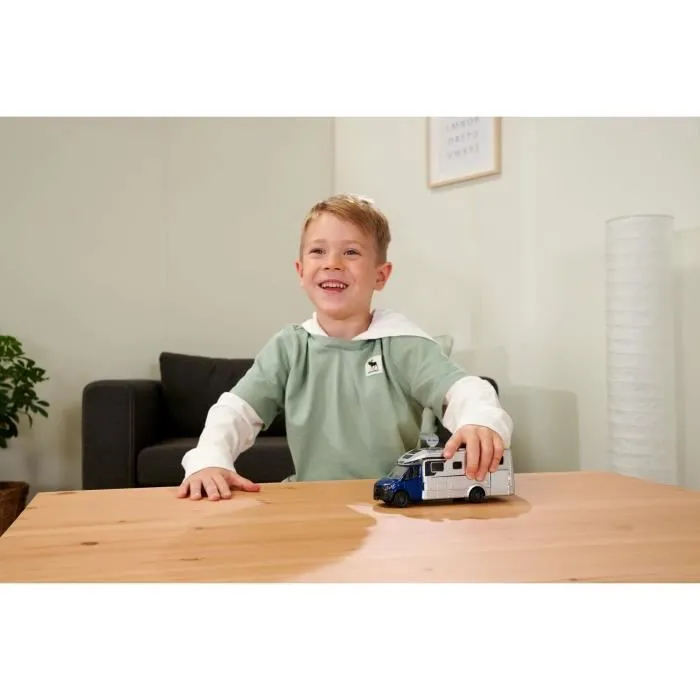 Majorette - Véhicule de Camping Car Mercedes - 19 cm - Portes Ouvrantes - Son et Lumière - Jouet à Roues Libres - Échelle 1/43 - Dès 3 Ans