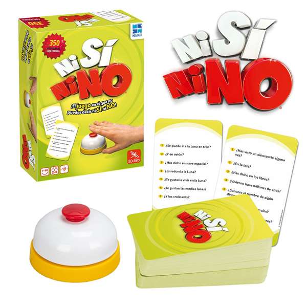 World Brands Juego ni si ni no compacto - Jeu de société compact avec 50 cartes de questions et sonnette - Dimensions: 16x5x22 cm