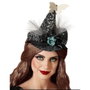 BigBuy Carnival Serre-tête Chapeau Sorcière Halloween Noir Brillant avec Papillon et Fleurs