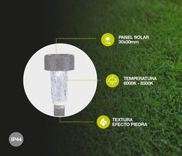 GSC Evolution Estaca de jardin solaire LED Tuni 6000-8500K IP44 Gris effet pierre
