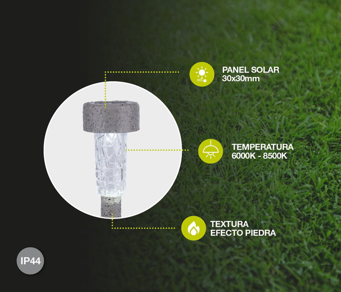 GSC Evolution Estaca de jardin solaire LED Tuni 6000-8500K IP44 Gris effet pierre GSC Evolution Estaca de jardin solaire LED Tuni 6000-8500K IP44 Gris effet pierre