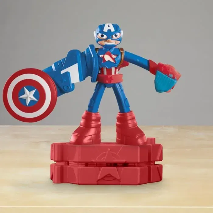 Play-Doh Captain America - Coffret Bouclier Tamponneur avec Figurine Flexible, Accessoires et Pâte à Modeler, dès 4 ans, Marvel