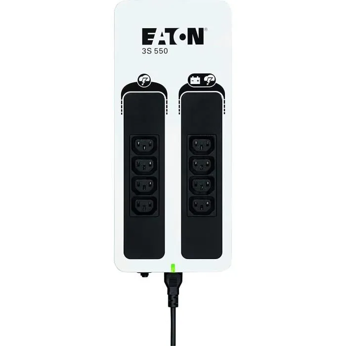 Eaton 3S 550 IEC - Onduleur avec 8 prises parasurtension (4 avec autonomie) - 330W / 550 VA - Sortie configurable 220V-240V