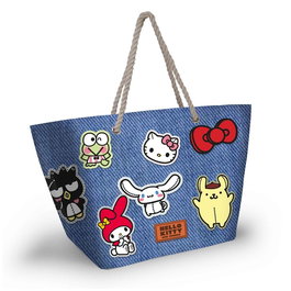Karactermania - Sac de plage Hello Kitty avec stickers, compartiment fermé par zip, dimensions 37x52x17 cm