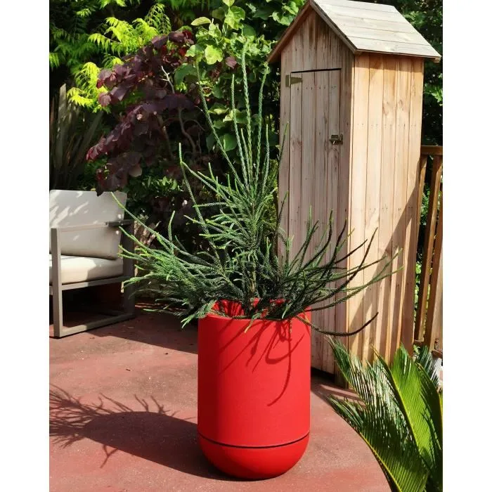 Riviera Bac à fleurs RIVIERA GRANIT TULIPE en polypropylène rond, 54.5L, diamètre 50 cm x hauteur 71 cm, rouge, non percé