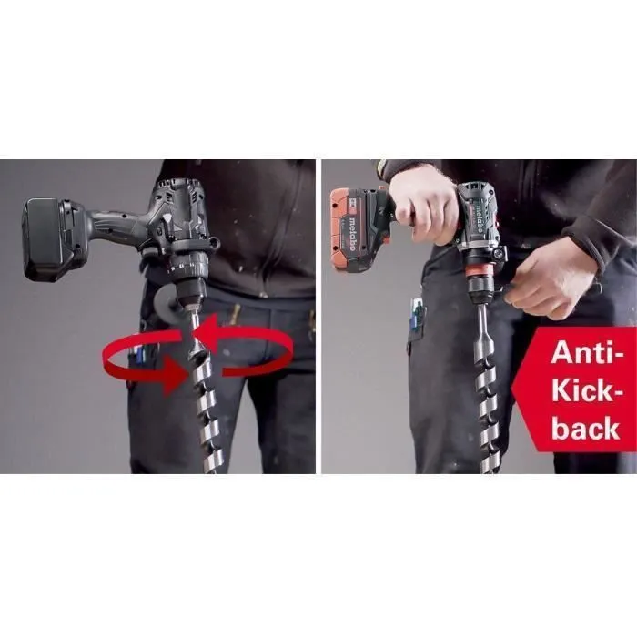 Metabo Perceuse-visseuse sans fil BS 18 LTX BL Q I 18 V avec MetaBOX 145 L, mandrin et porte-embouts à changement rapide, poignée supplémentaire et crochet de ceinture