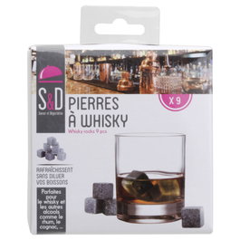 Saveur et Degustation Jeu de 9 Pierres à Whisky en Stéatite