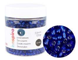 Innspiro Rocaille de verre ronde argenté et bleu marine 3,8mm 120g