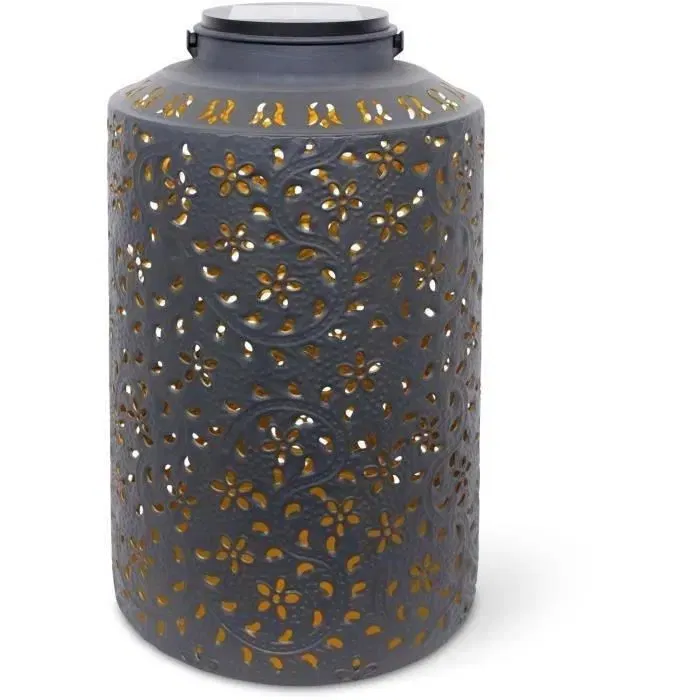 Garden ID Lanterne Solaire Dubai, Lanterne Extérieur Métal Noir et Or avec Motif Ajouré, 25 x 41 cm, Autonomie 6-8h, Éclairage LED, Idéal pour Jardin et Terrasse Garden ID Lanterne Solaire Dubai, Lanterne Extérieur Métal Noir et Or avec Motif Ajouré, 25 x 41 cm, Autonomie 6-8h, Éclairage LED, Idéal pour Jardin et Terrasse