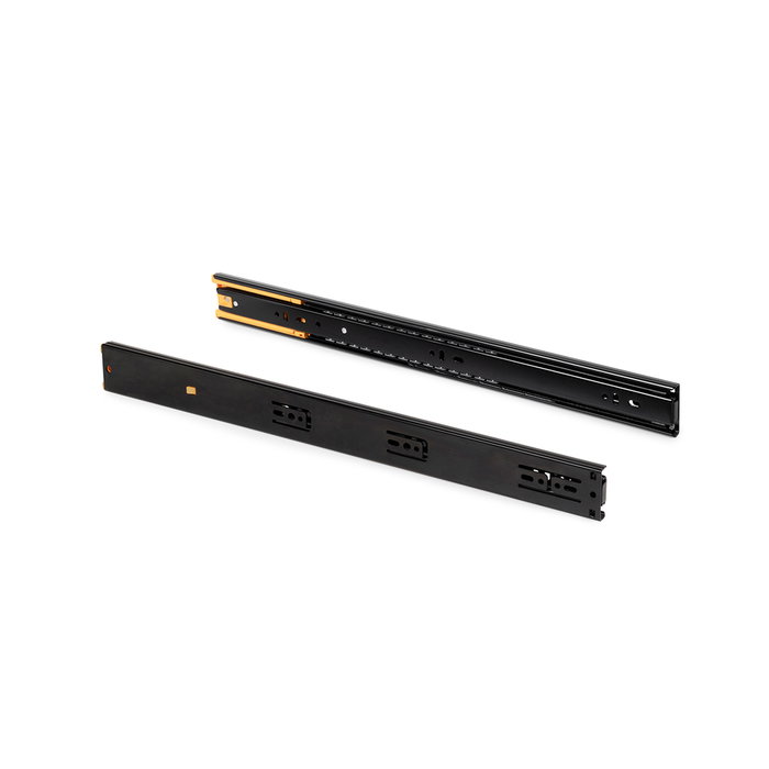 Emuca Lot de 5 jeux de Coulisses pour tiroirs, roulement à billes, hauteur 45mm, profondeur 600mm, sortie totale, fermeture amortie, Noir