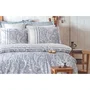 Parure de lit King, 1 housse de couette 240 x 220 cm et 2 taies d'oreiller 60 x 60 cm, en 100% coton renforcé 140 fils, bleu - Lit confortable et élégant