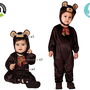 Déguisement Bébé Ours Marron 6-12 Mois, Capuche Tête d'Ours, Combinaison Douce Facile à Changer - Unisexe Bébé